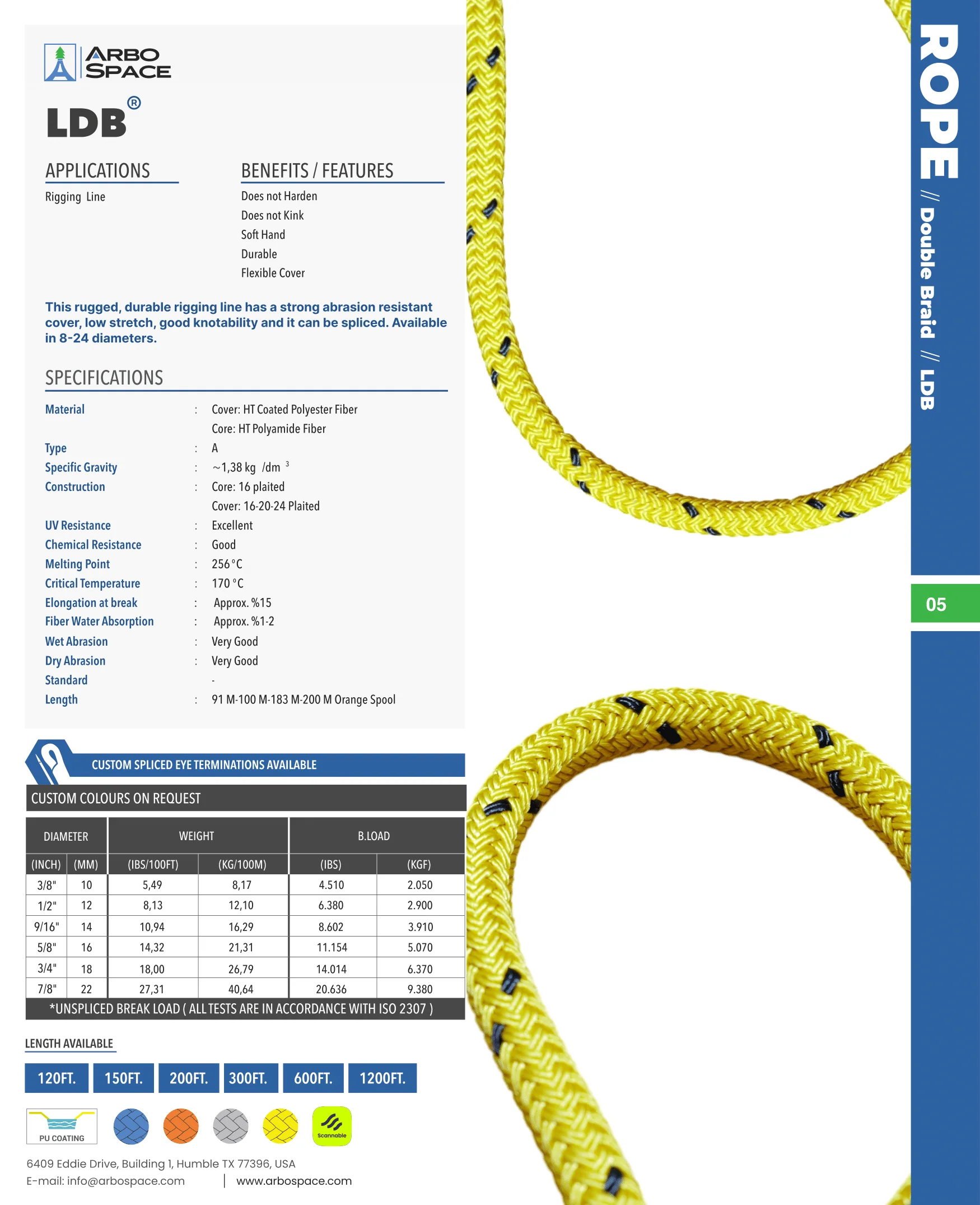 3/4" (18mm) Arbo Space LDB (Coated Polyester Double Braid) - Image 3