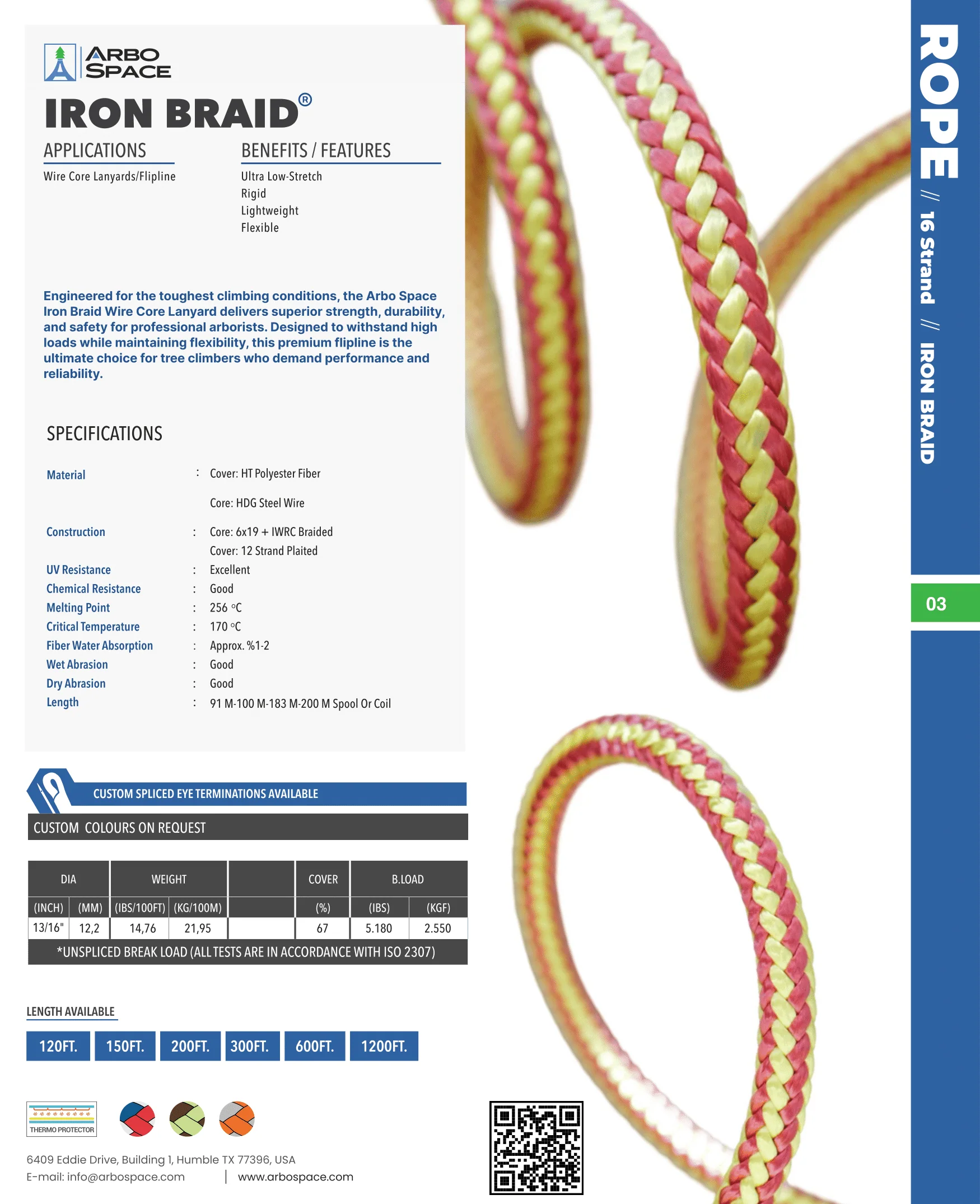 Arbo Space Iron Braid 1/2" Wire Core Flipline with ART Positioner - Image 2