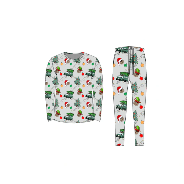Bamboo Adult Two Piece Pajama Set, Christmas Wildland Firefighter