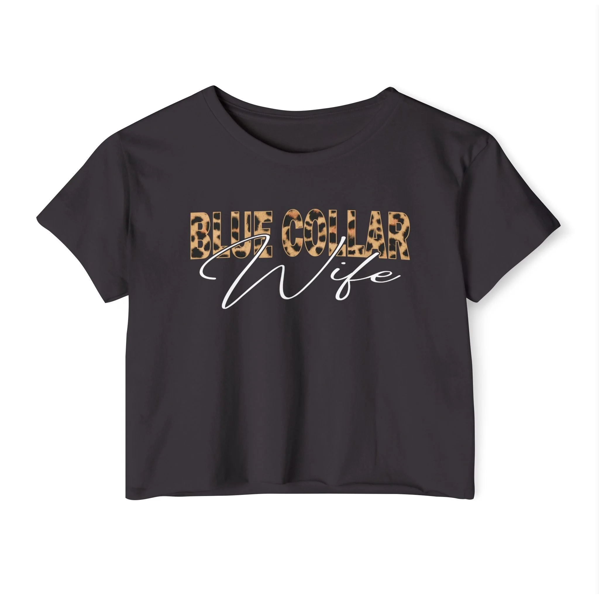 Blue Collar Cheetah Crop Shirt