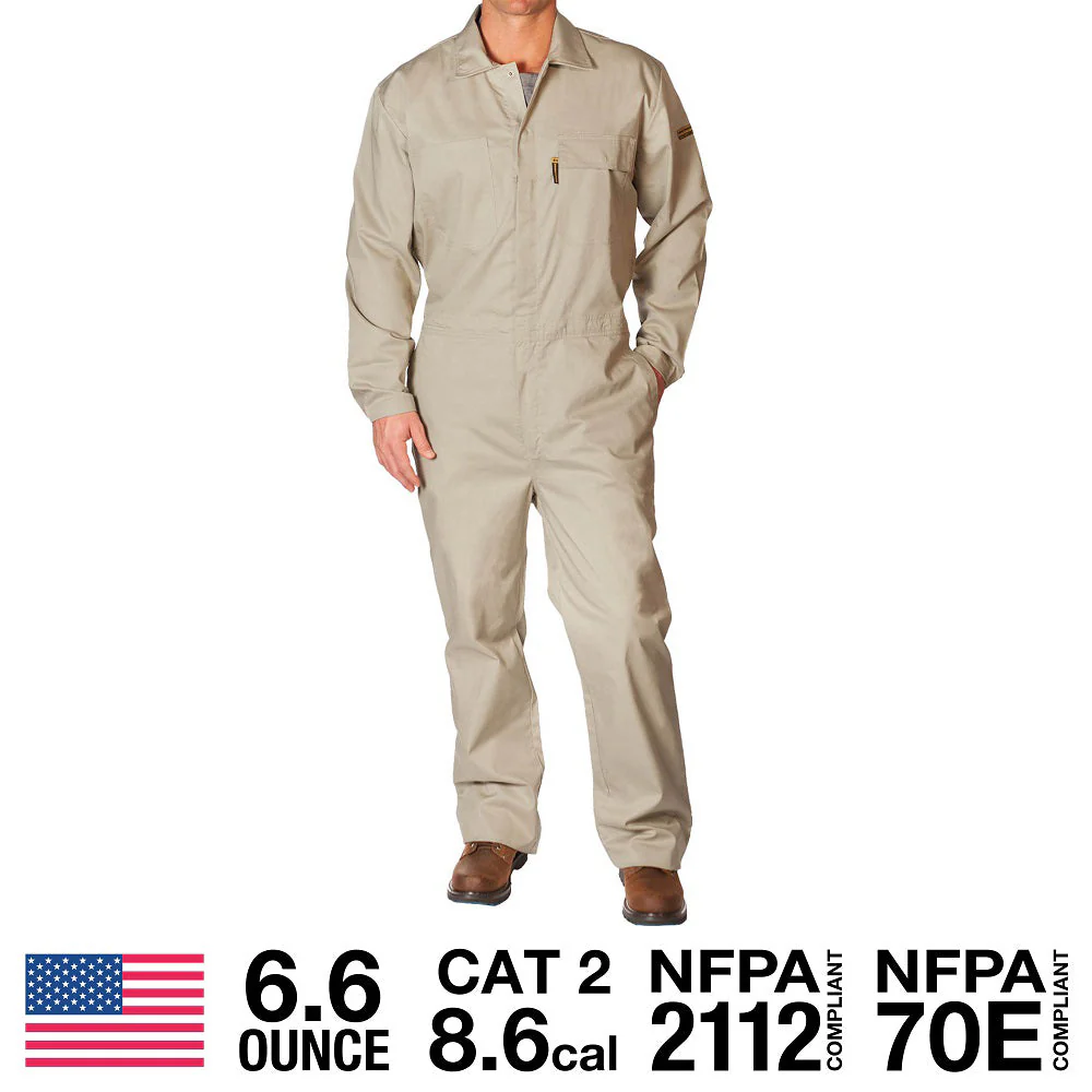 Flame Resistant Featherweight Beige Coveralls
