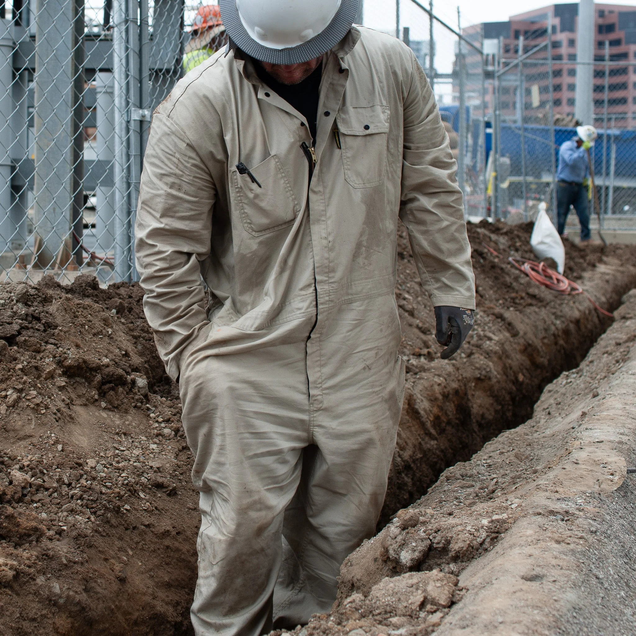 Flame Resistant Featherweight Beige Coveralls - Image 2
