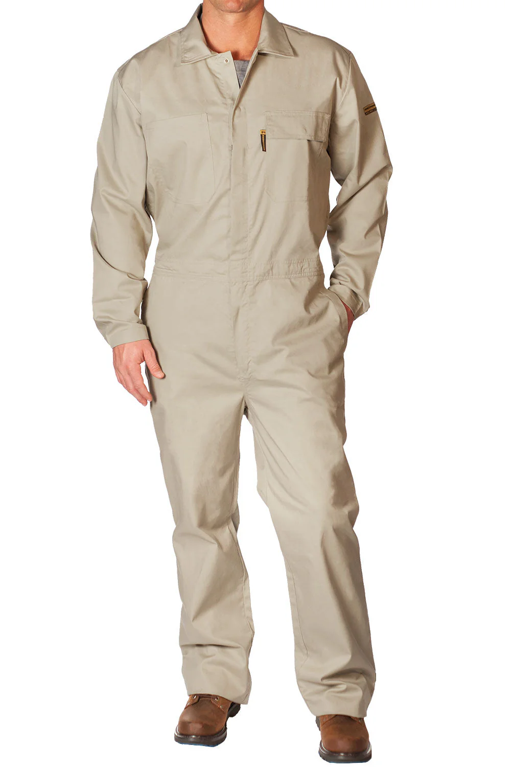 Flame Resistant Featherweight Beige Coveralls - Image 4