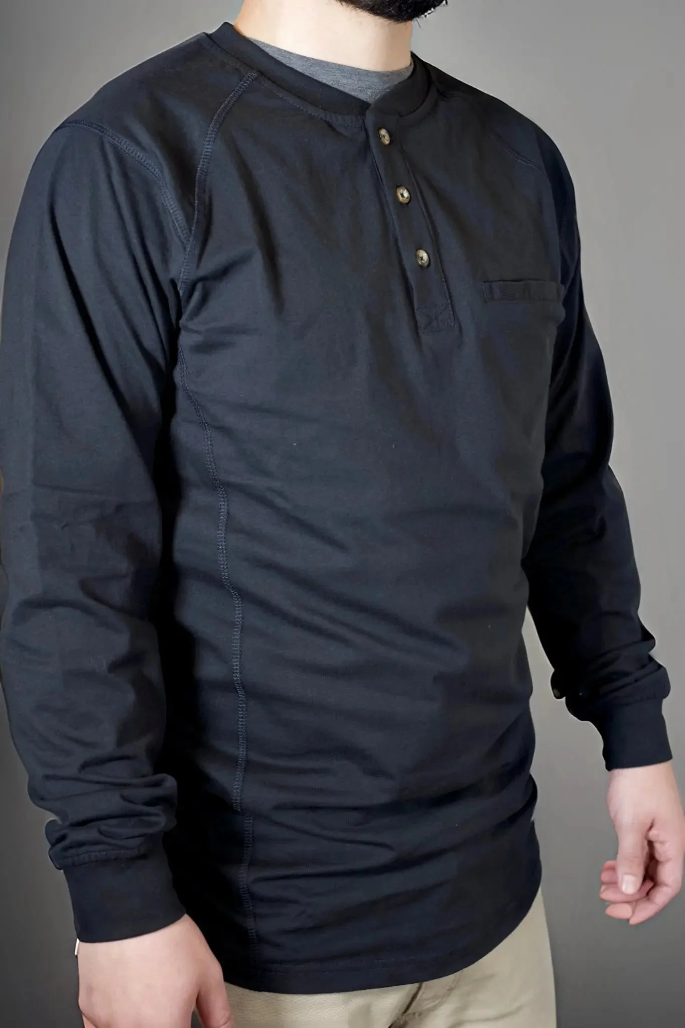 FR 3-Button Henley Shirt - Black - Image 7