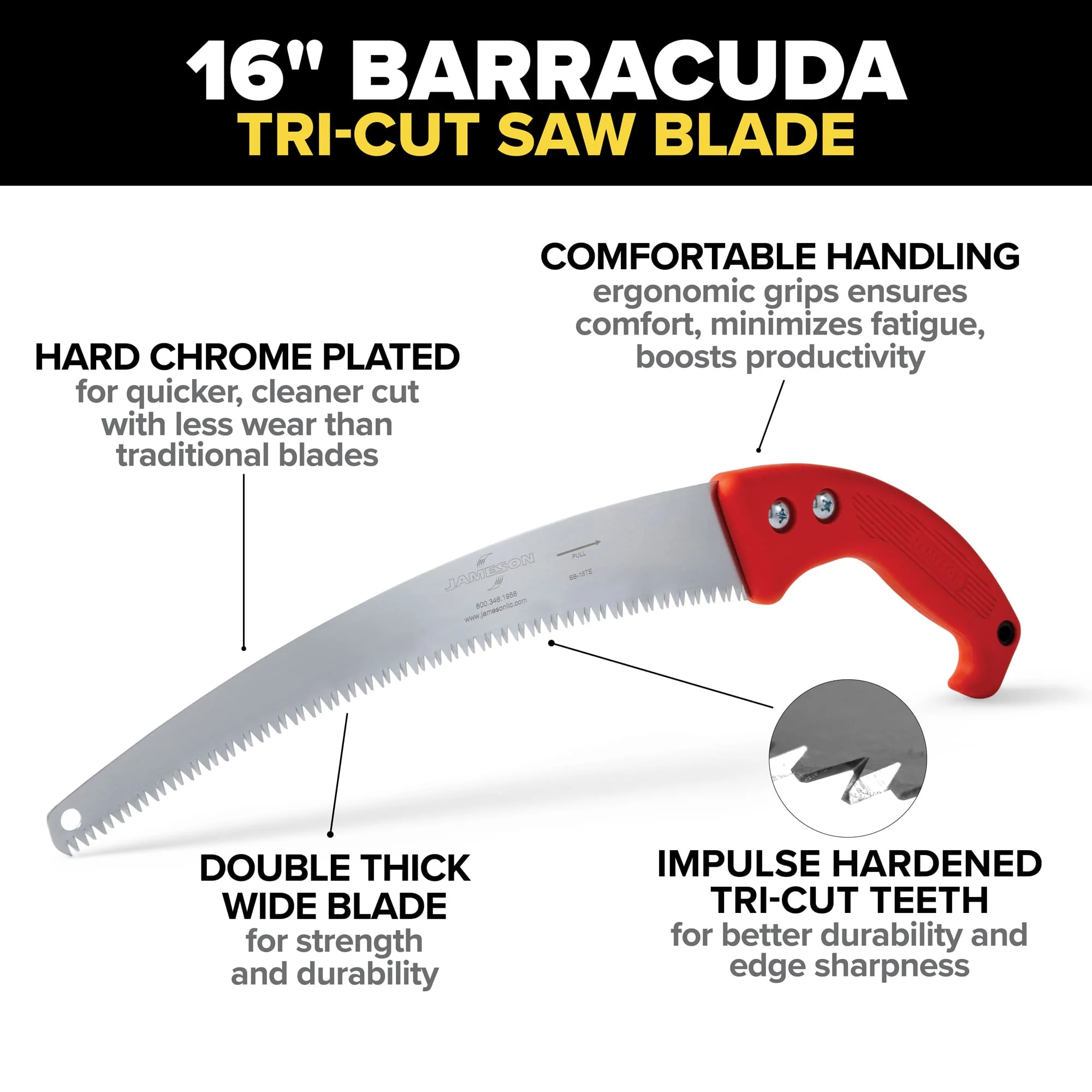 Jameson 16" Barracuda Saw Tri-Cut Hand-Saw - HS-16TE-O - Image 6