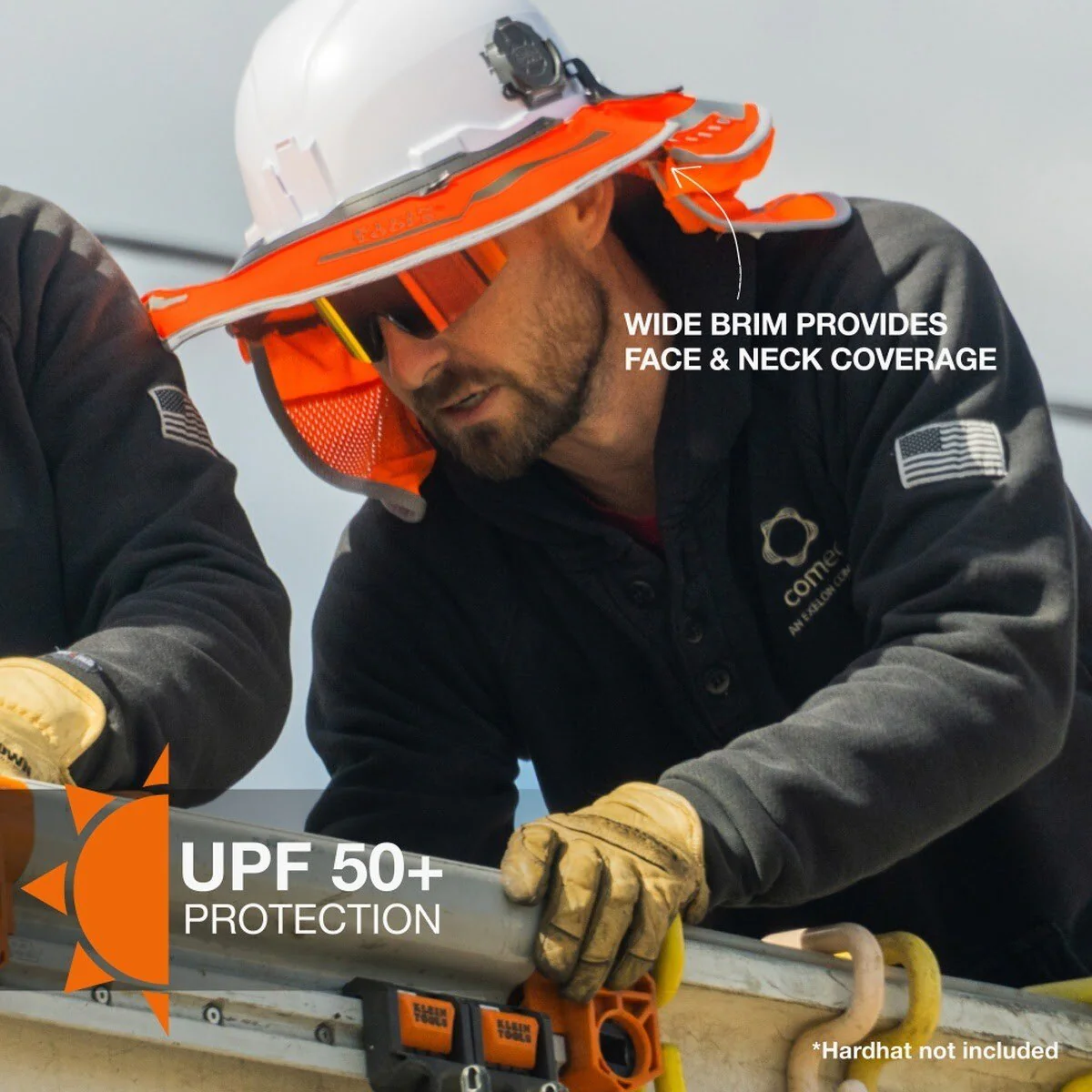Klein 3010 Full Brim Sombrero for Hard Hats with Removable Neck Shade and UPF 50+ Protection - Image 3