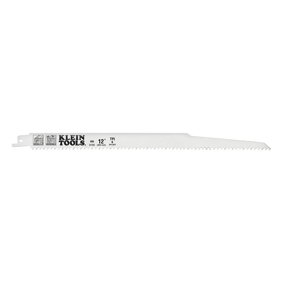 Klein 31761 12" 6 TPI Reciprocating Saw Blades, 5-Pack