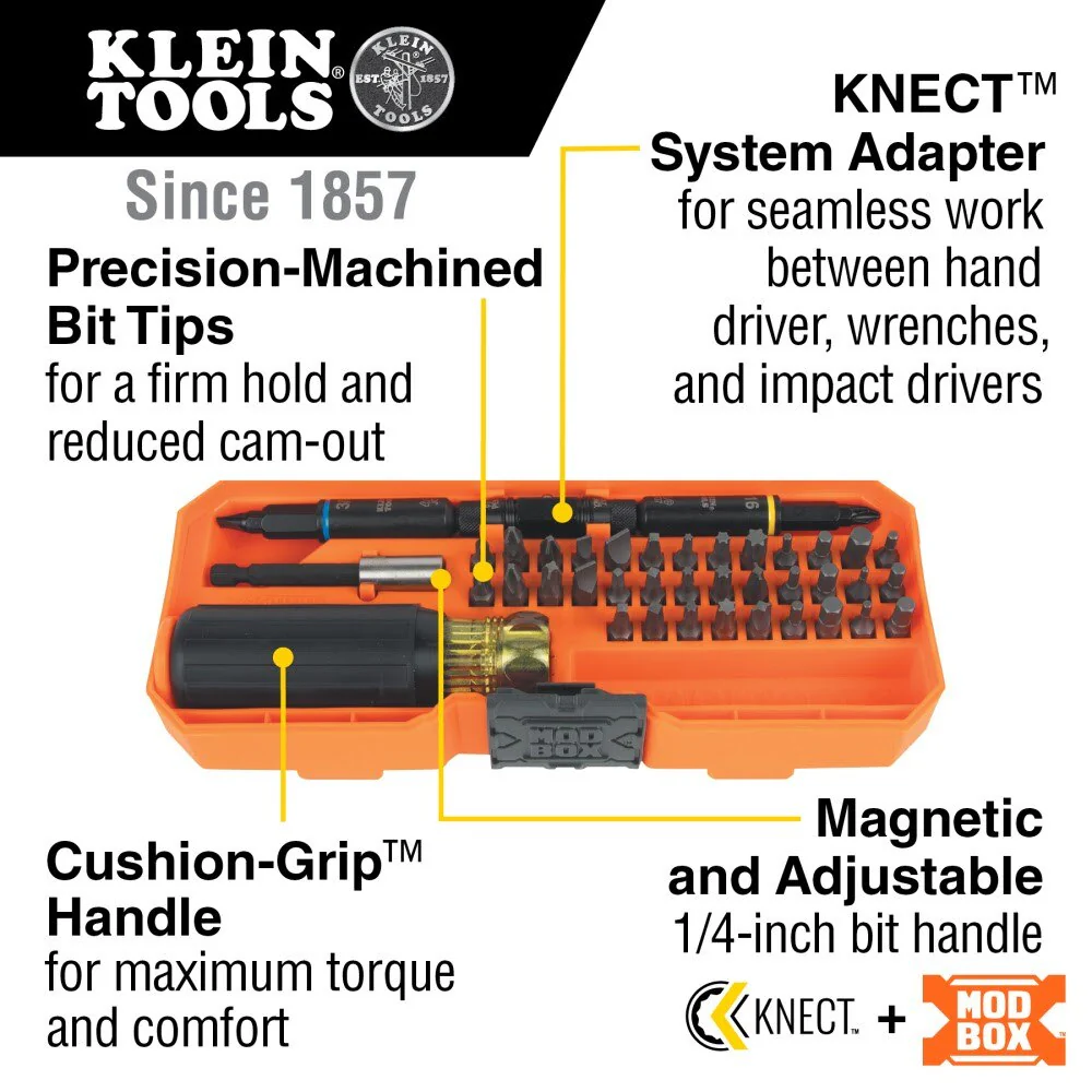 Klein 32501HD KNECT Impact-Rated Multi-Bit Screwdriver / Nut Driver Set, 46-Piece - Image 2