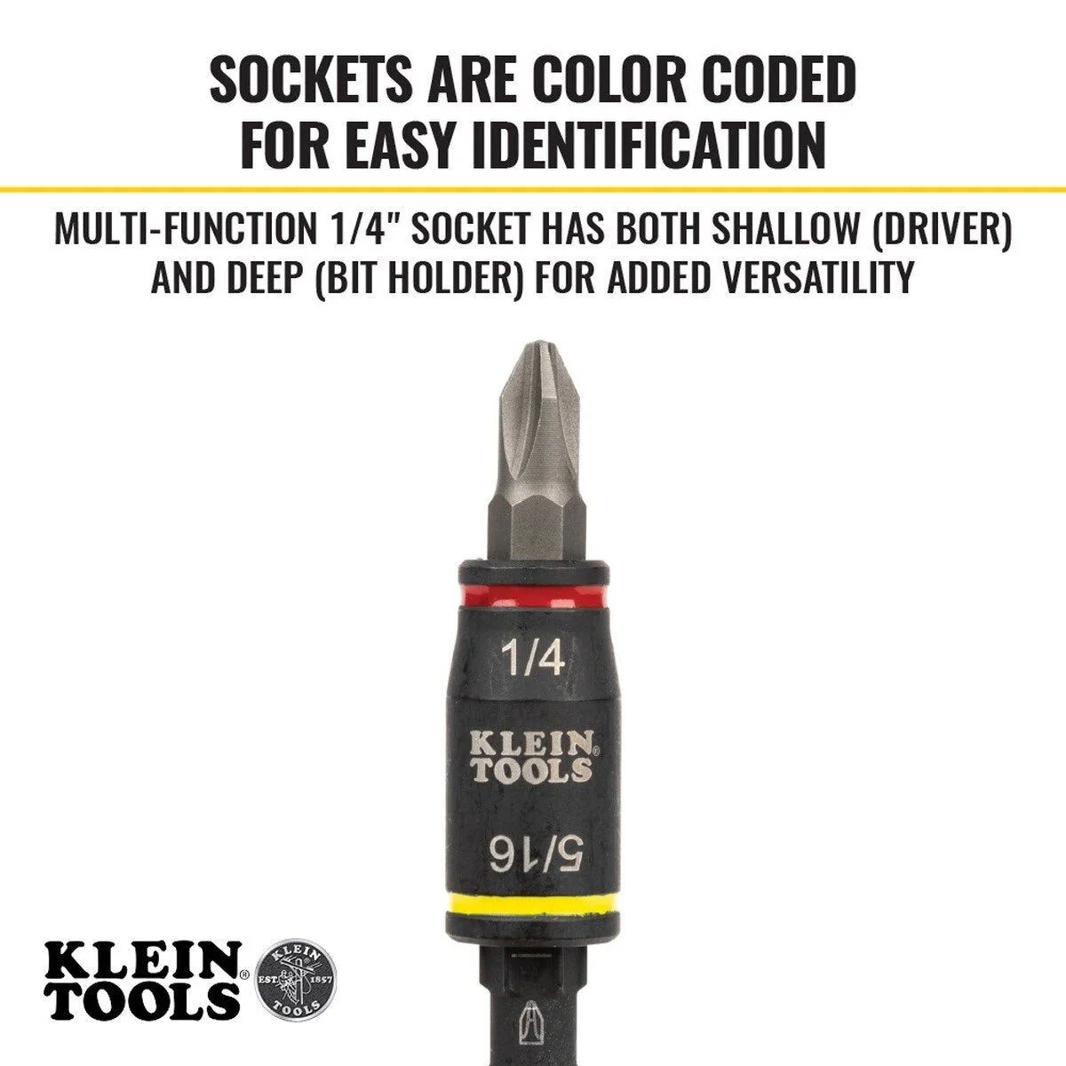 Klein 32766 3-in-1 Impact Flip Socket, 1/4 Inch, 5/16 Inch, 3 Inch Length - Image 3