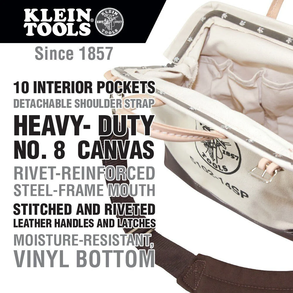 Klein 510214SP Deluxe Tool Bag, Canvas, 10 Pockets, 14" - Image 2