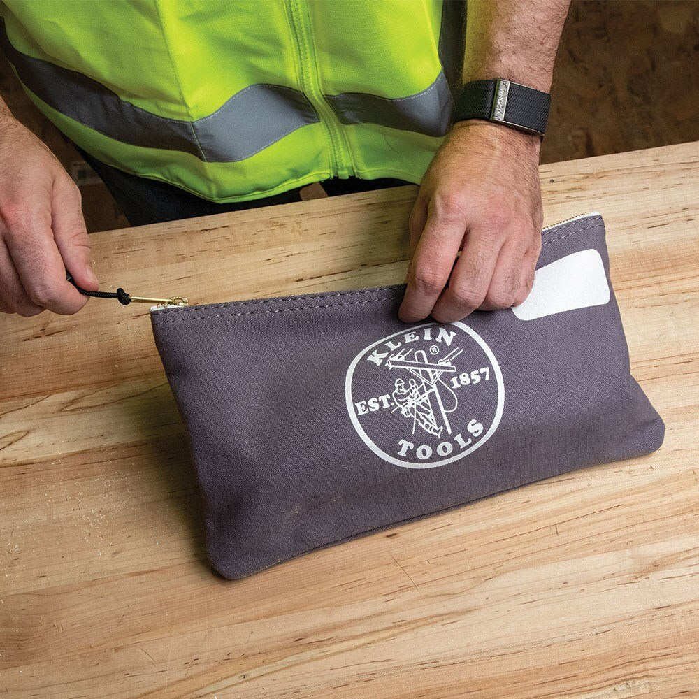 Klein 55578 Zipper Bag with Divider, Canvas Tool Pouch, 7", Gray - Image 6