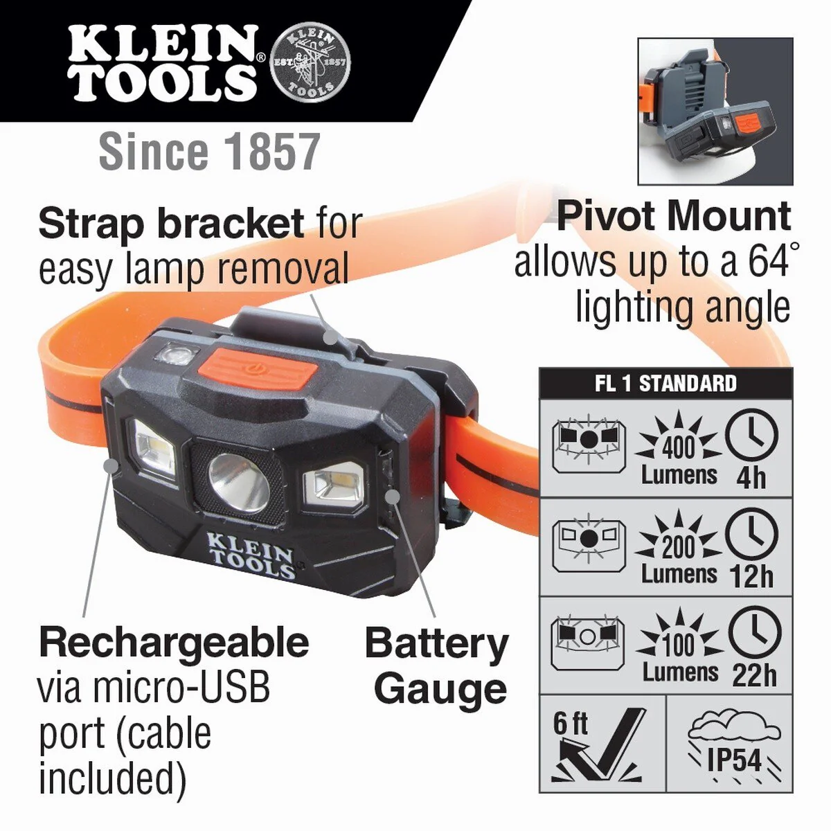 Klein 56064 Rechargeable Headlamp 400L - Image 2