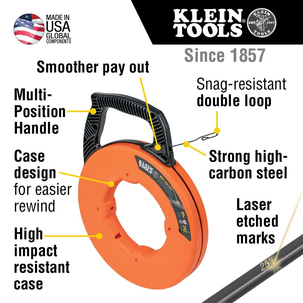 Klein 56333 Steel Fish Tape, 1/8-Inch x 120-Foot - Image 6