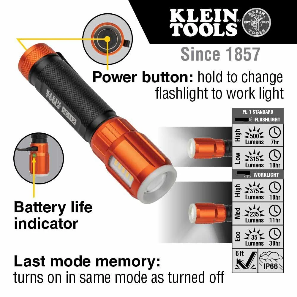 Klein 56412 Rechargeable Flashlight with Worklight - Image 8