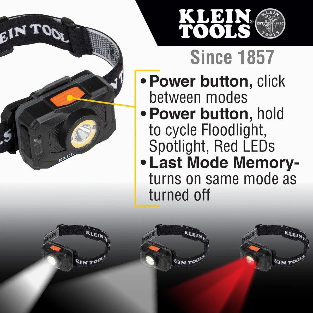 Klein 56414 Rechargeable 2-Color LED Headlamp with Adjustable Strap - Image 4