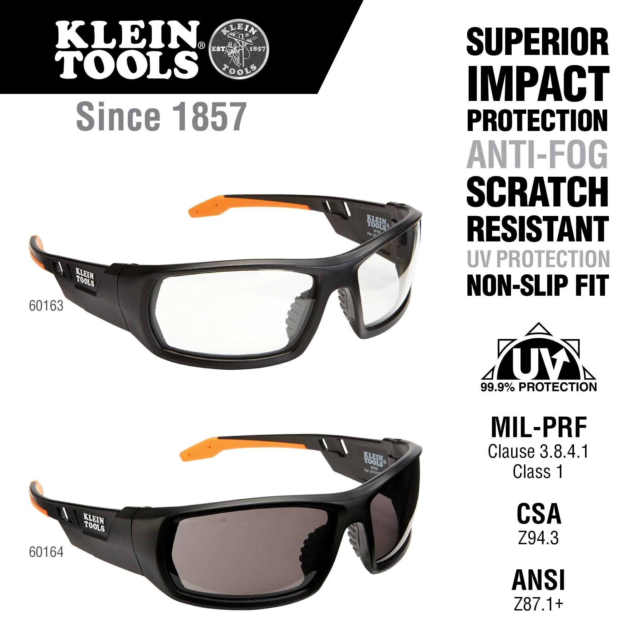 Klein 60163 Professional Safety Glasses, Full Frame, Clear Lens - Image 2