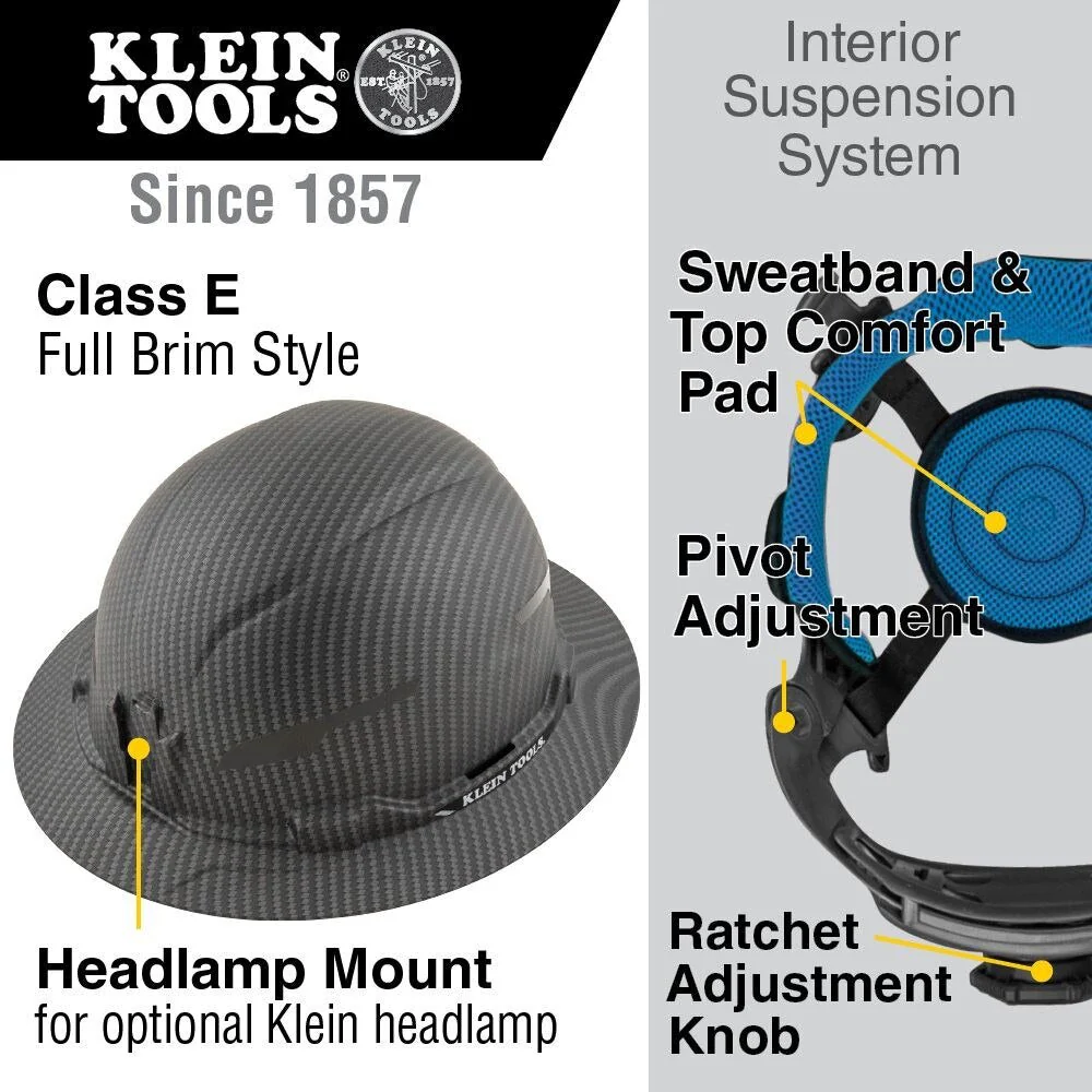 Klein 60345 Hard Hat, Premium KARBN Pattern, Non-Vented Full Brim, Class E - Image 9