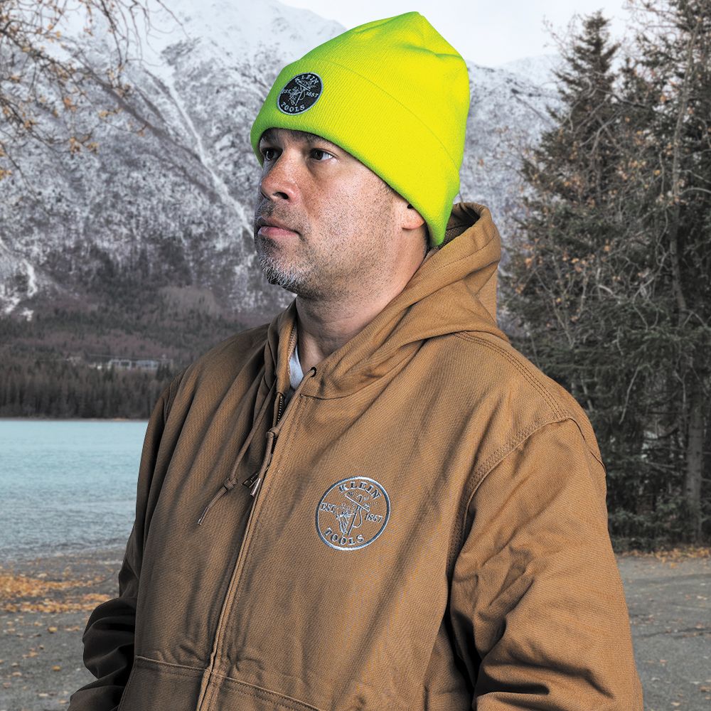 Klein 60568 Heavy Knit Hat, High-Visibility Yellow, Patch Logo - Image 7