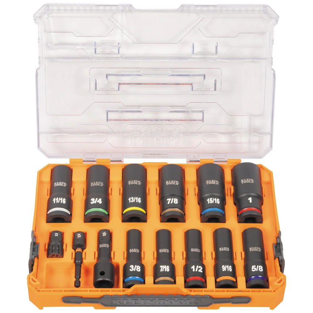 Klein 65111IMPCT KNECT 1/2" Drive Deep Well Impact Socket Set, SAE, 14-Piece - Image 6