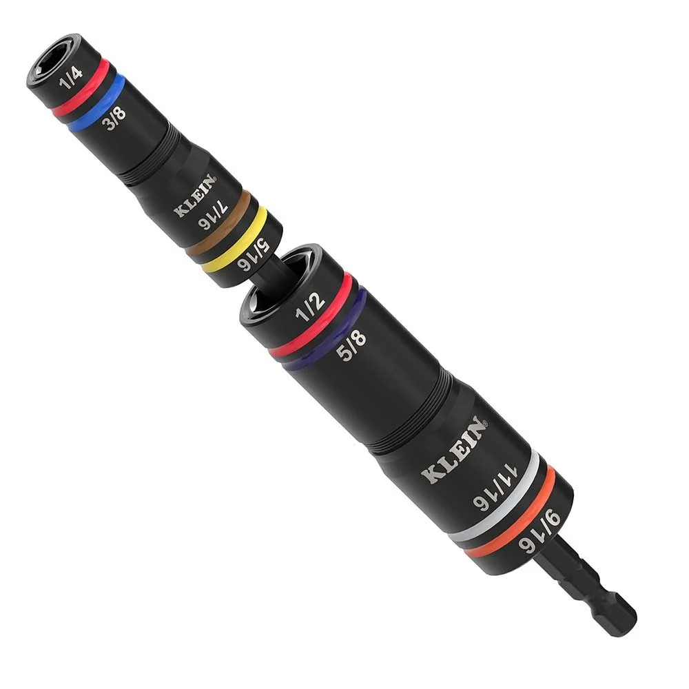 Klein 652QS Quad-8 Deep-Well Heavy-Duty Impact Flip Sockets, SAE (3 Piece)