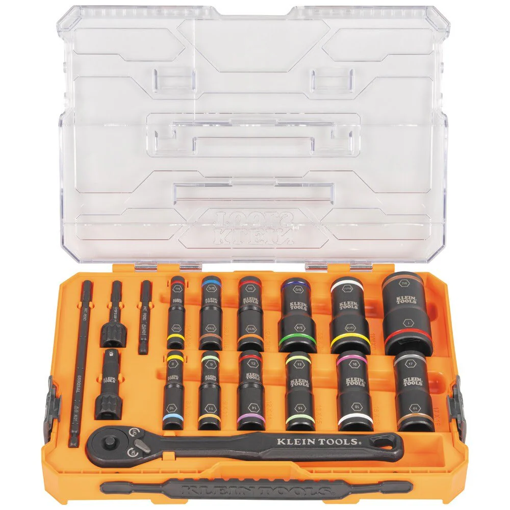 Klein 65626 KNECT Flip-24 Deep-Well, Heavy-Duty Impact Socket Set, SAE and Metric - Image 4