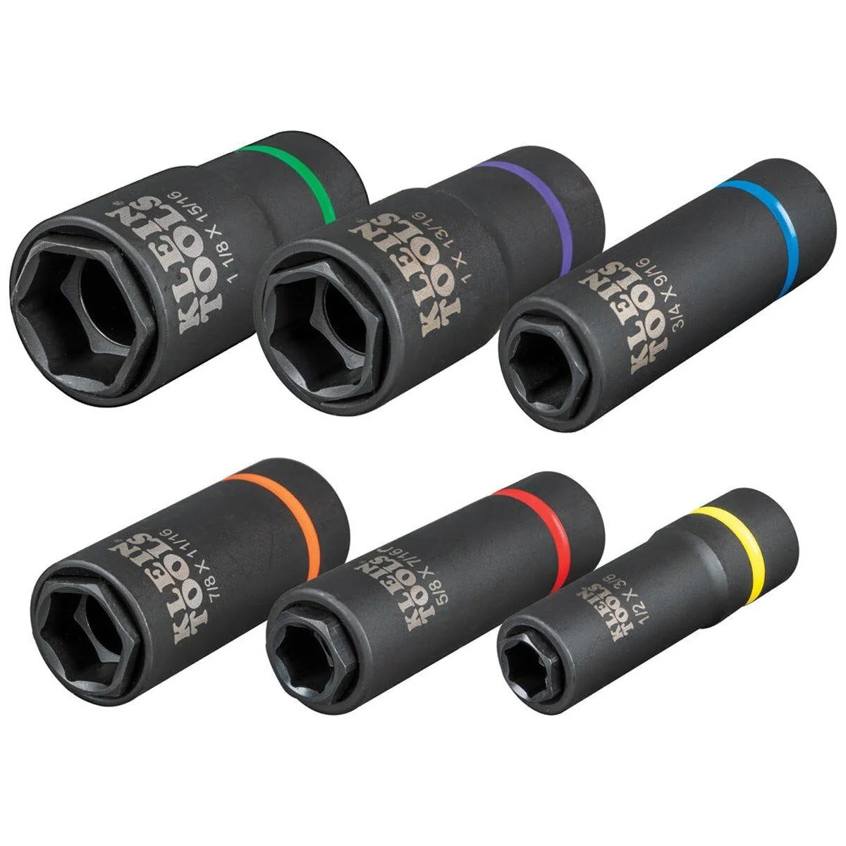 Klein 66060 2-in-1 Impact Socket Set, 6-Point, Deep 1/2 in. Drive (6 Piece) - Image 4