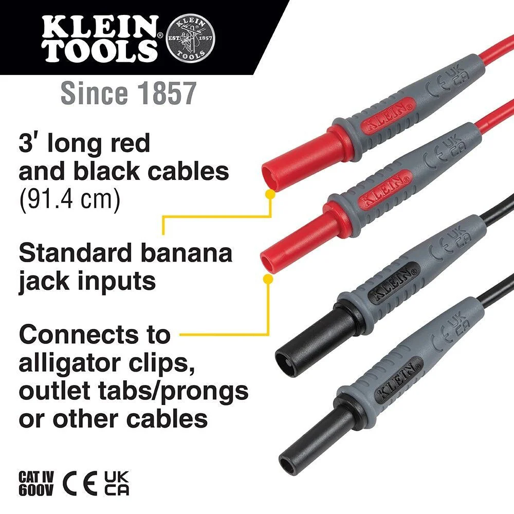 Klein 69359 Lead Adapters, Red and Black, 3' - Image 2