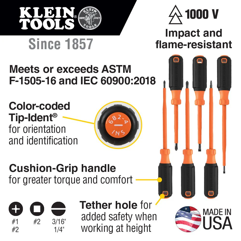 Klein 85076INS Screwdriver Set, 1000V Insulated, 6-Piece - Image 8
