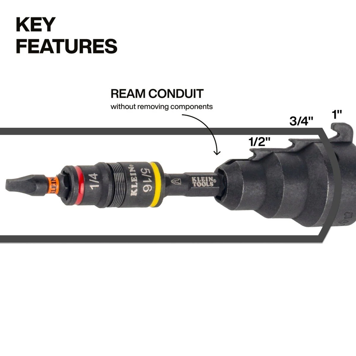 Klein 85091HD Impact-Rated Flip Socket Conduit Reamer - Image 3