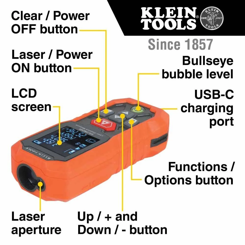 Klein 93LDM200 Laser Distance Measure, 200' - Image 2