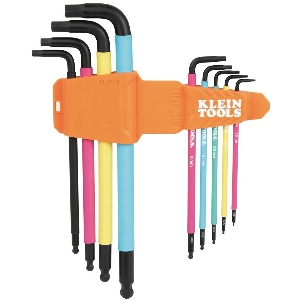 Klein BLS9M Color Coded Extra-Long L Style Hex Key Caddy Set, Metric, 9-Piece - Image 2