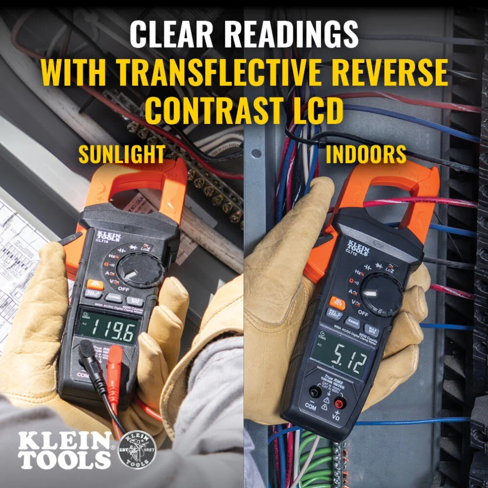 Klein CL810 600A AC/DC Auto-Ranging Digital Pro Clamp Meter with Worklight - Image 2
