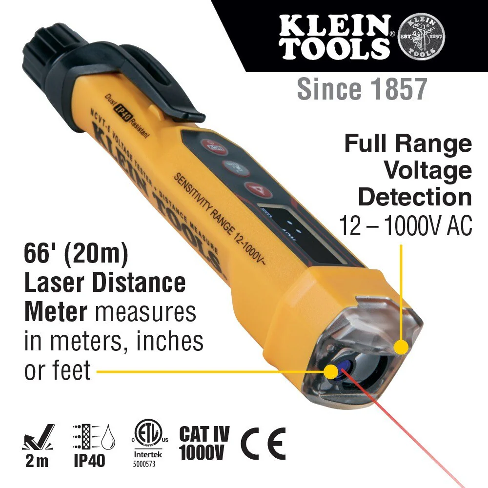 Klein NCVT-6 Non-Contact Voltage Tester with Laser Distance Meter - Image 6