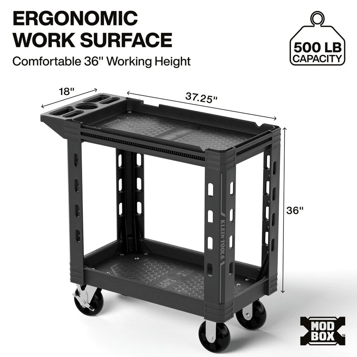 Klein Tools 54834MB MODbox Service Utility Cart 36 in Height 500 lb Capacity 6 in Wheels - Image 2