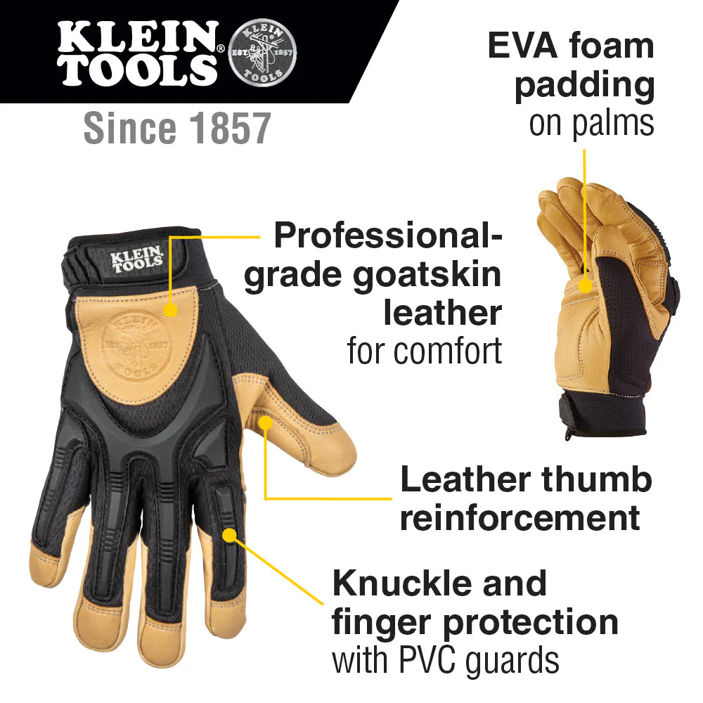 Klein Tools 60188 Leather Work Gloves, Large, Pair - Image 5