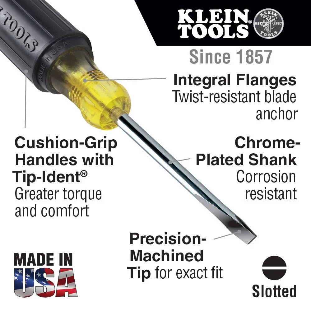 Klein Tools 608-8 Mini Screwdriver, 1/8" Cabinet Tip, 8" - Image 2