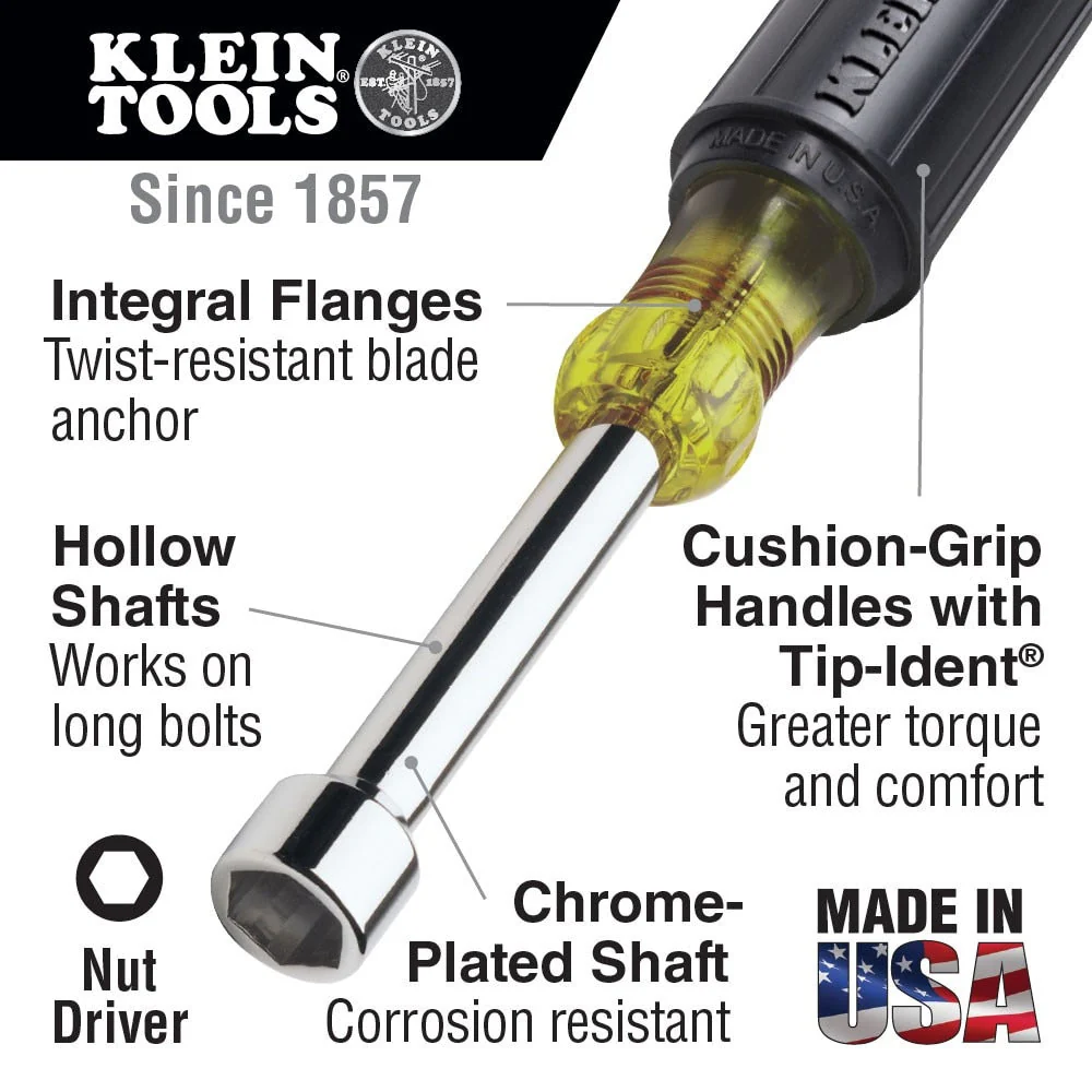 Klein Tools 630-1/2 1/2" Nut Driver, 3" Shaft, Cushion-Grip - Image 5