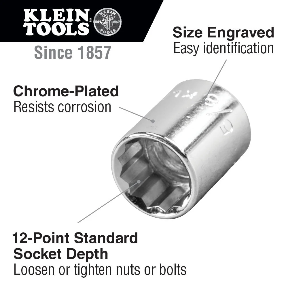 Klein Tools 65808 15/16" Standard 12-Point Socket 1/2" Drive - Image 2