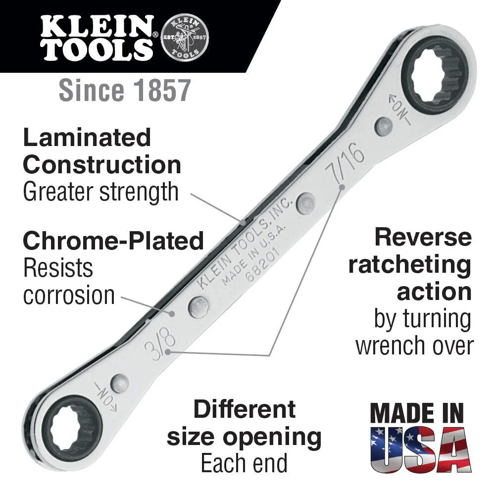 Klein Tools 68205 Ratcheting Box Wrench 11/16 x 3/4" - Image 2