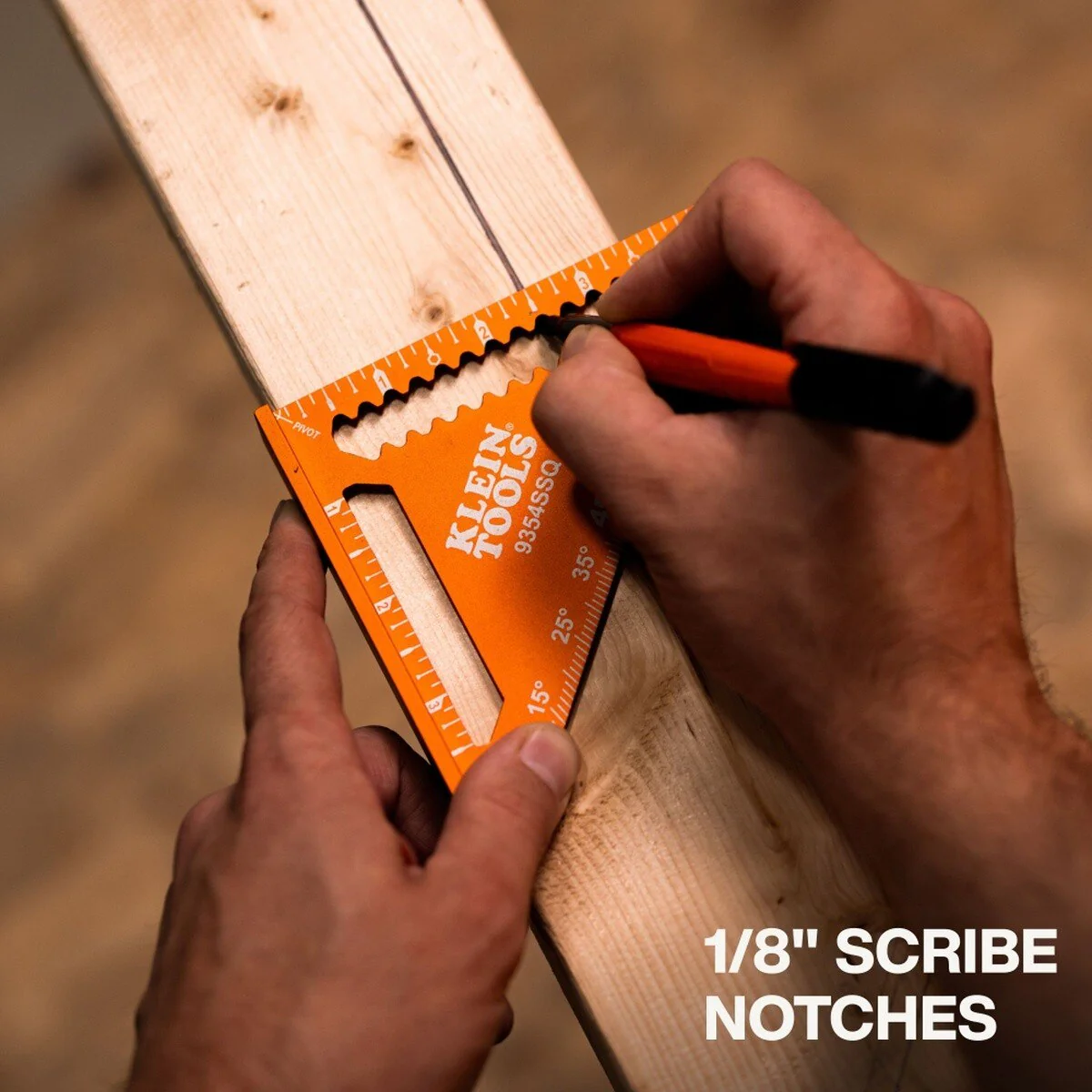 Klein Tools 9354SSQ 4.5 in. Trim Square with Double Laser-Etched Markings, Aluminum, Orange (1 Pack) - Image 3