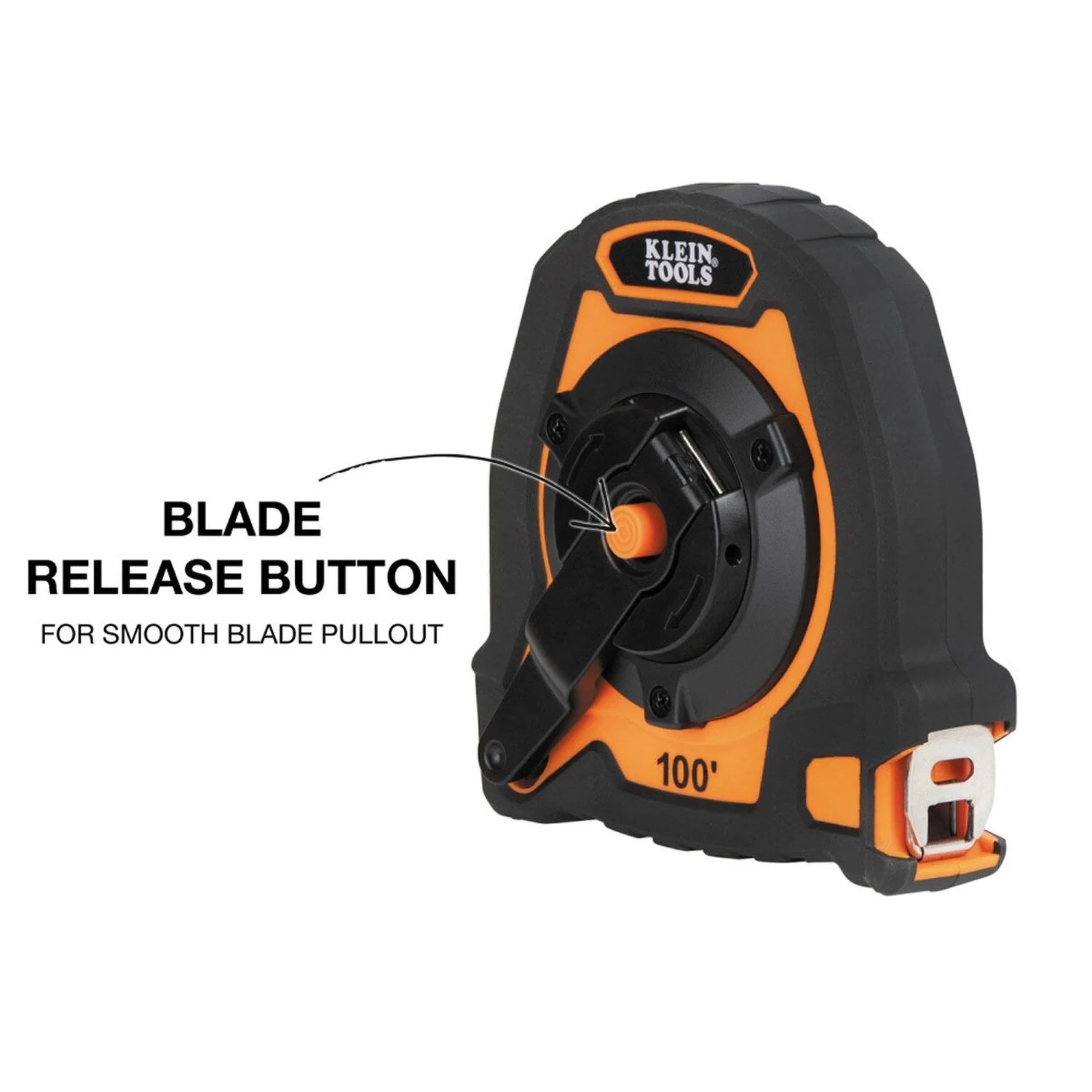 Klein Tools 94100CR Closed Reel Long Tape Measure with 3:1 Gear Ratio and Nylon Coated Steel Tape (100-Foot) - Image 3
