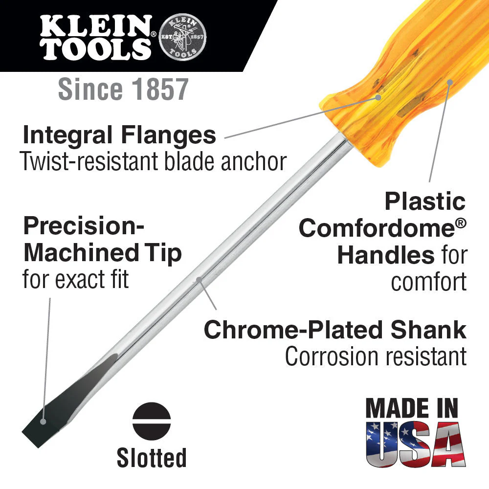 Klein Tools BD308 5/16" Keystone Screwdriver, 8" Shank - Image 2