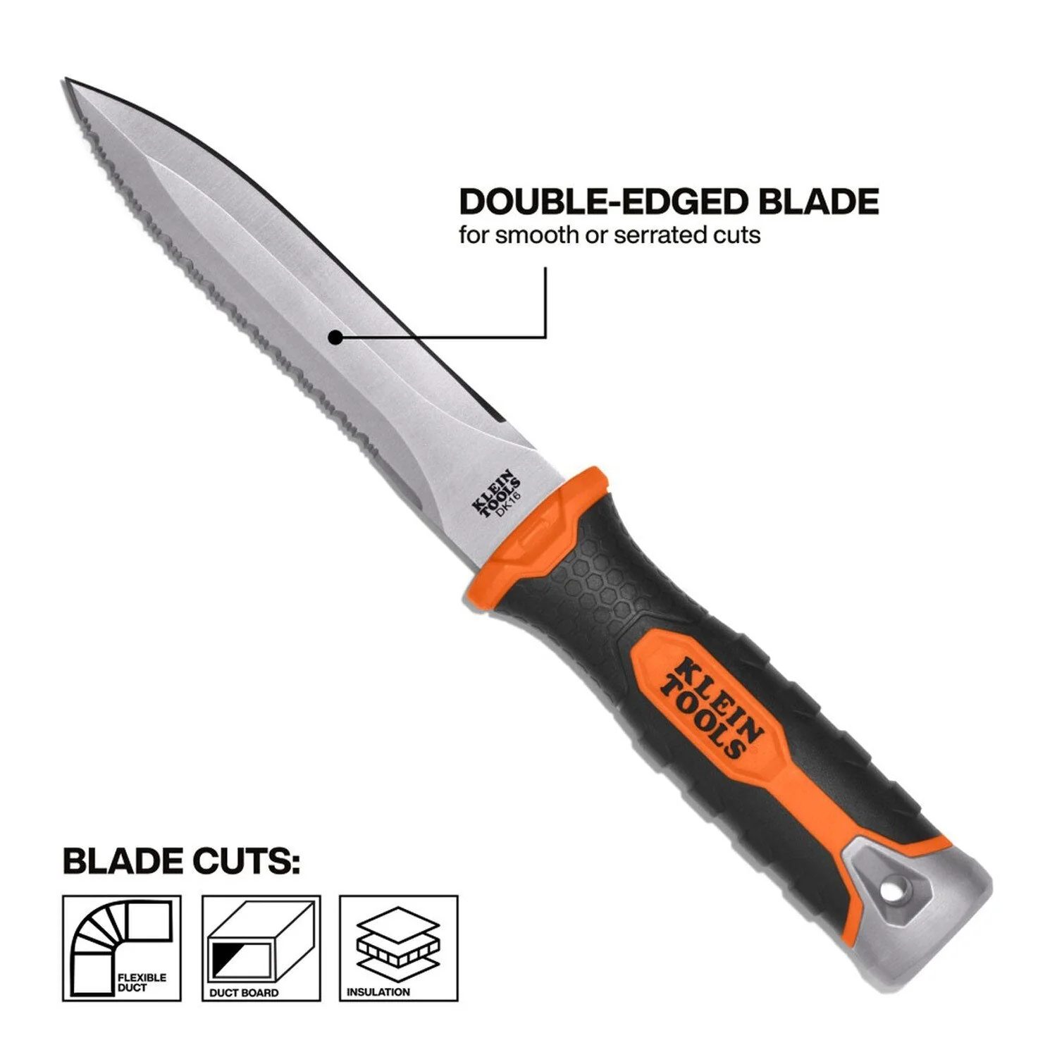 Klein Tools DK16 Double-Edged Duct Knife for Flexible Duct, Duct Board and Insulation (Knife and Sheath) - Image 3