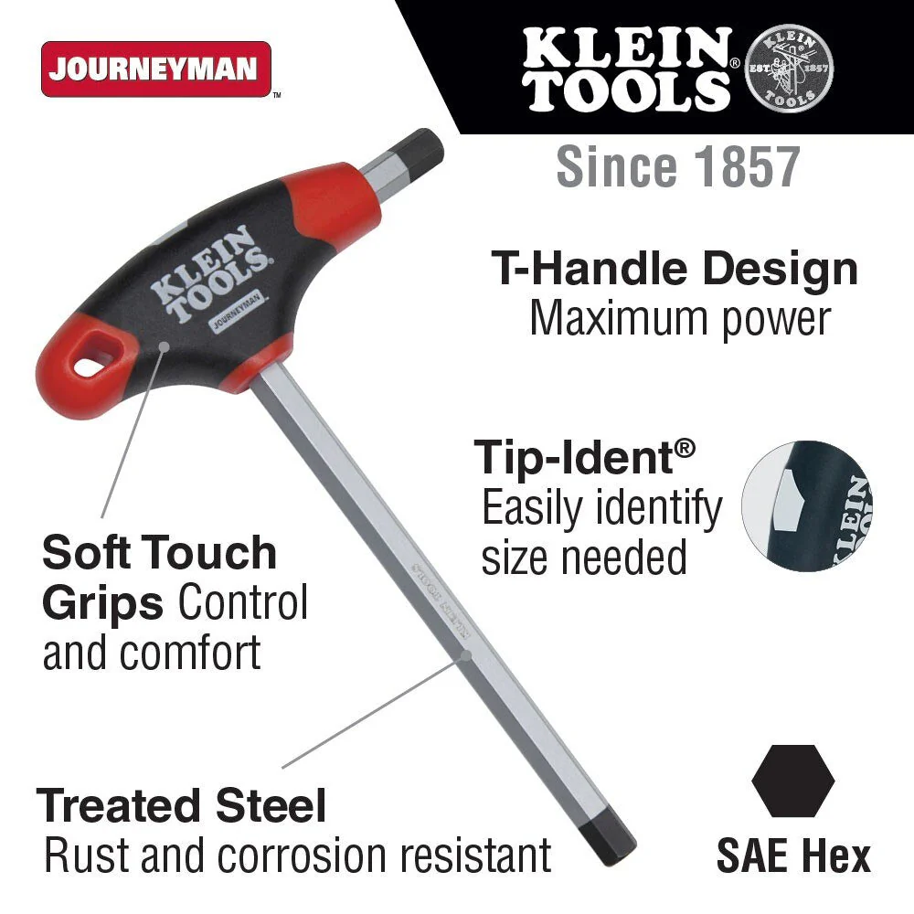 Klein Tools JTH410E SAE T-Handle Hex Key Set, Stand, 4", 10-Piece - Image 2