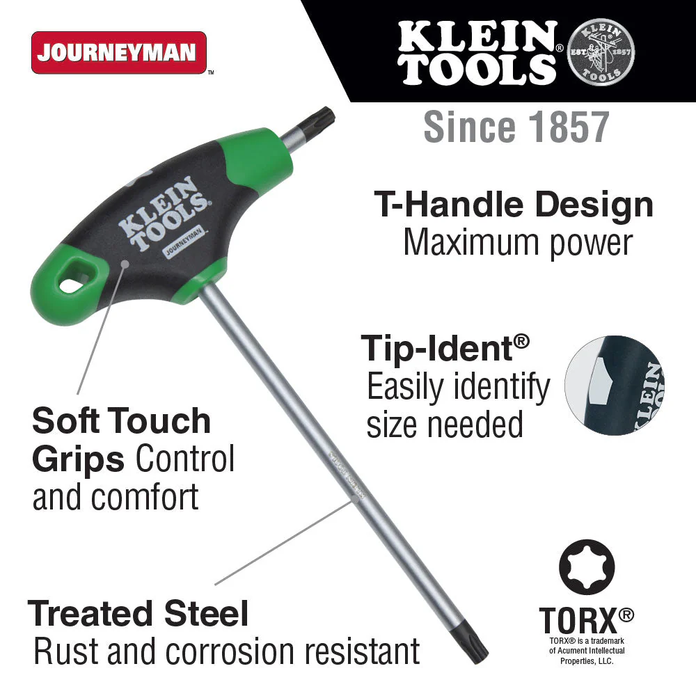 Klein Tools JTH6T30 T30 Torx Hex Key with Journeyman T-Handle, 6" - Image 2