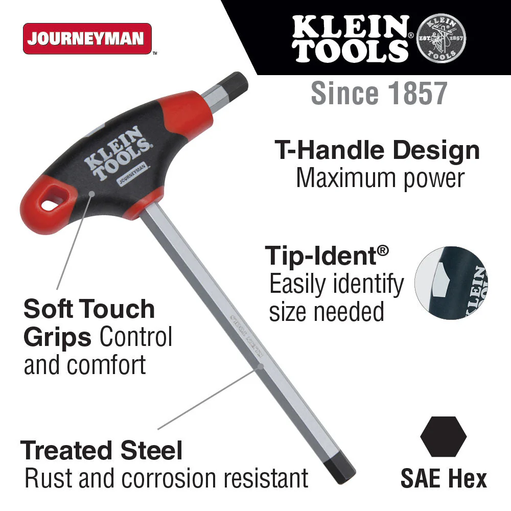 Klein Tools JTH9E14 5/16" Hex Key with Journeyman T-Handle, 9" - Image 2