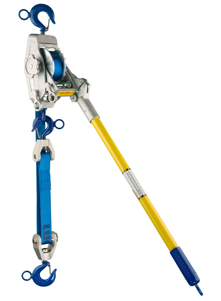 Lugall- 2 Ton Web Strap Hoist W/ Hot Stick Rings & Hook Latches - Image 3