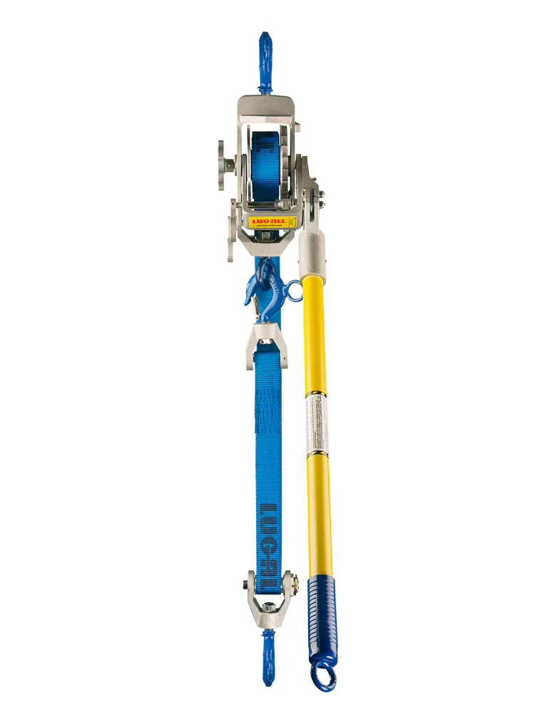 Lugall- 2 Ton Web Strap Hoist W/ Hot Stick Rings & Hook Latches - Image 4