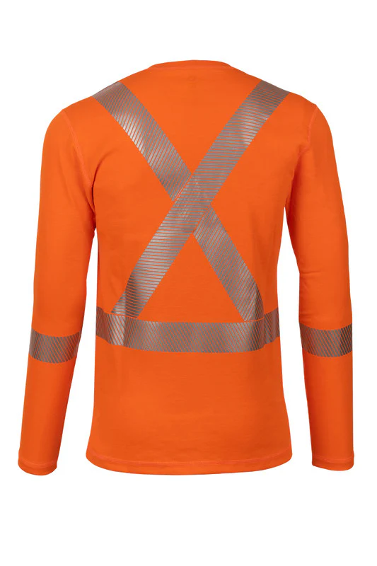 Men's Pro Dry® Hi-Vis Orange Long Sleeve FR Shirt - Image 2