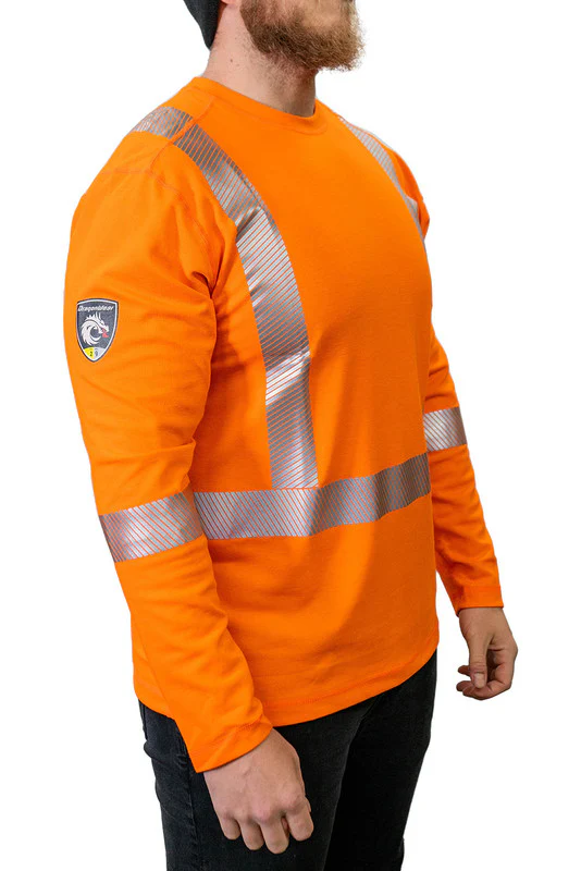 Men's Pro Dry® Hi-Vis Orange Long Sleeve FR Shirt - Image 4